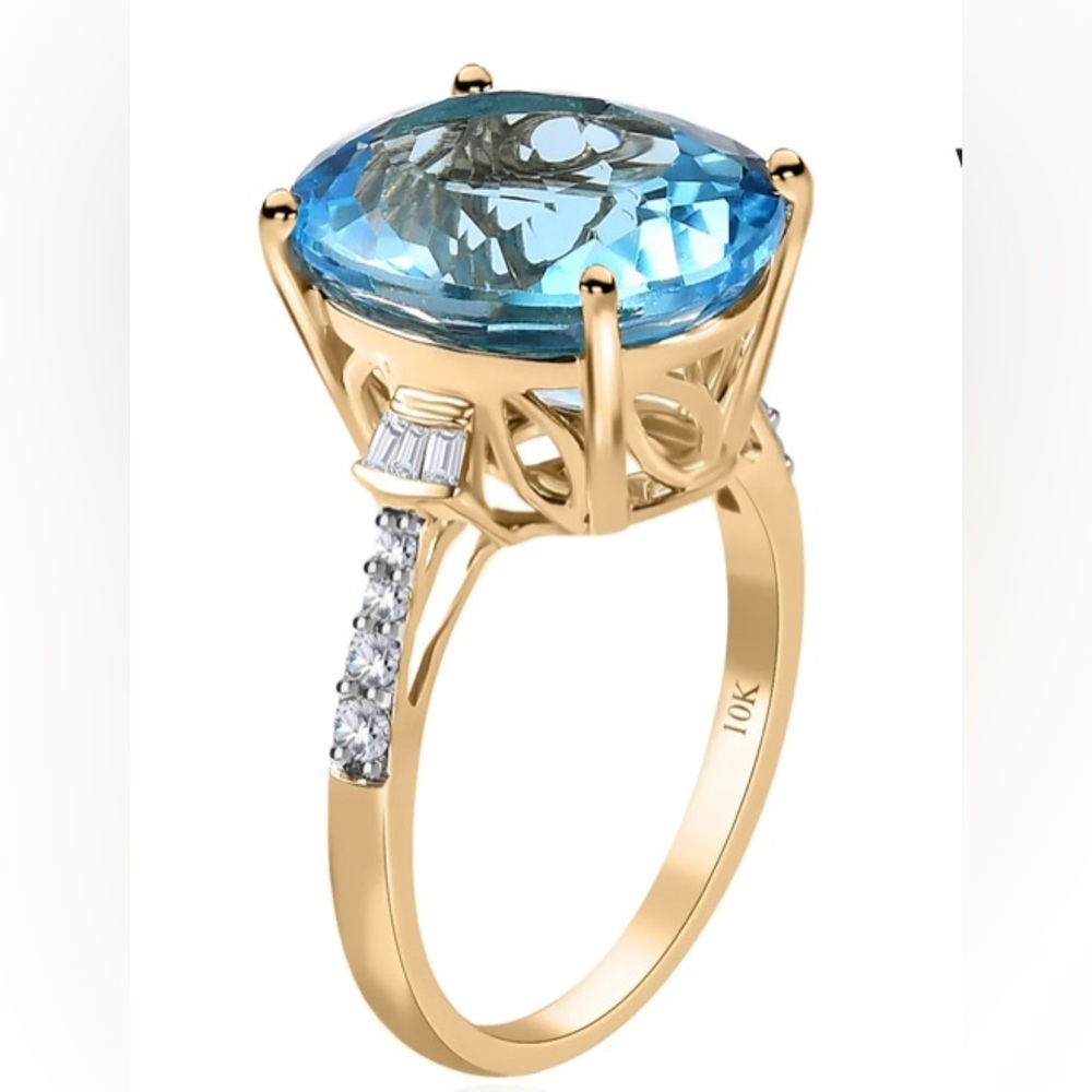 10k gold Marambaia Topaz 10.28 ctw, diamond, Gold 2.85g. SIZE 8